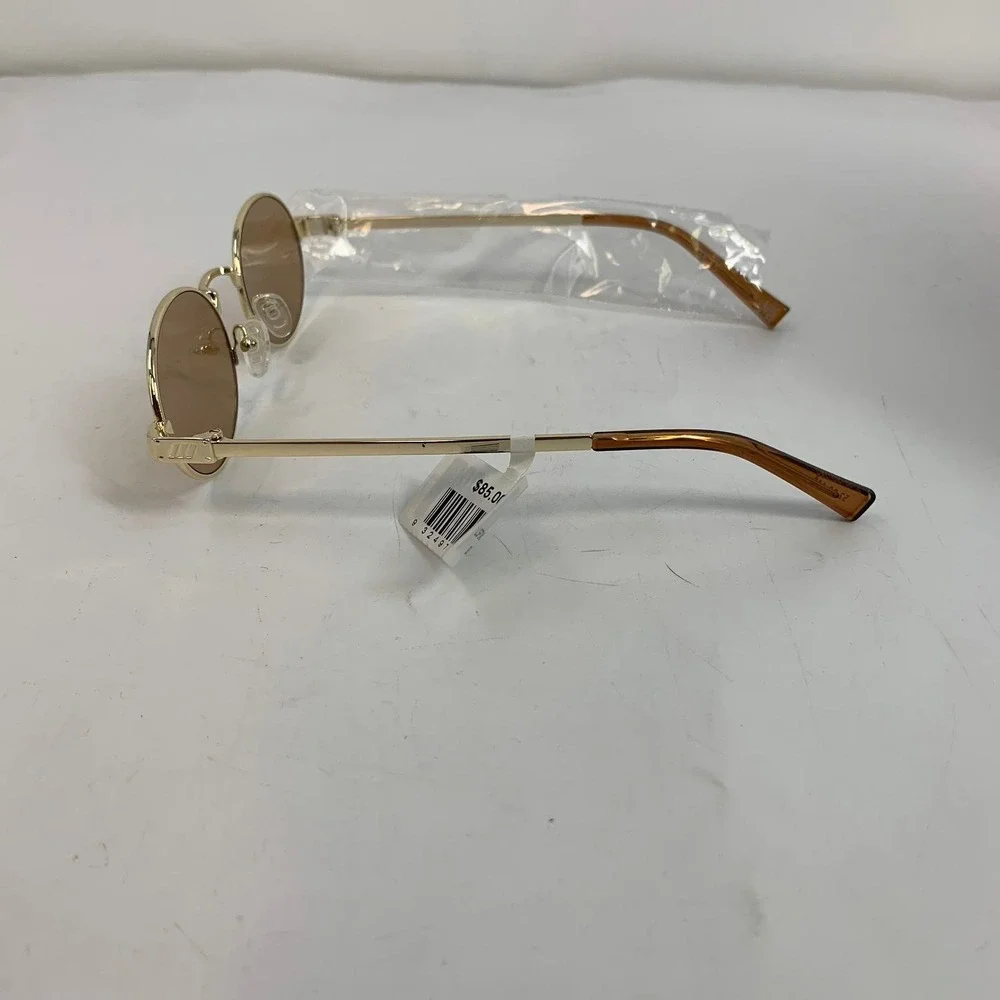 Le Specs Poseidon Deux Gold Oval Sunglasses Medium Designer Fashion